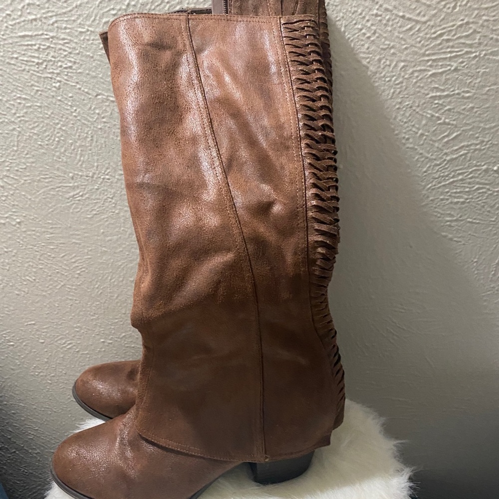 Brown leather boots